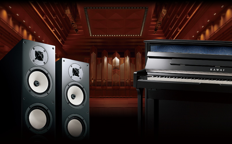 Kawai &#8734 Onkyo CS-X1: collaboration prototype: premier Japanese music and audio technologies combined.