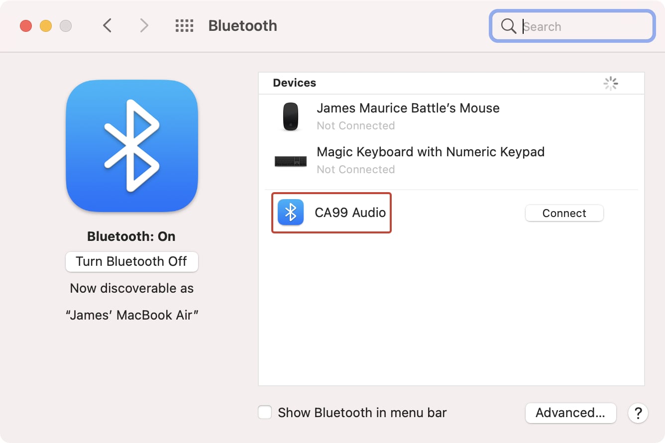 macOS Bluetooth settings #1