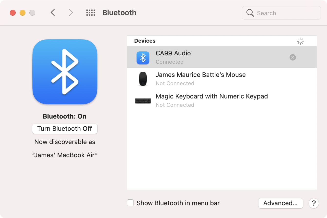 macOS Bluetooth settings #3