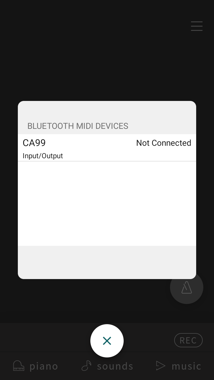 Bluetooth MIDI Device List