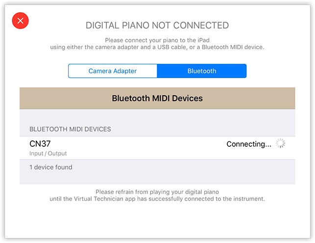 Virtual Technician connection screen