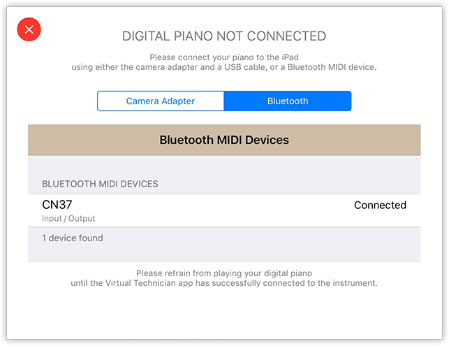 Virtual Technician connection screen