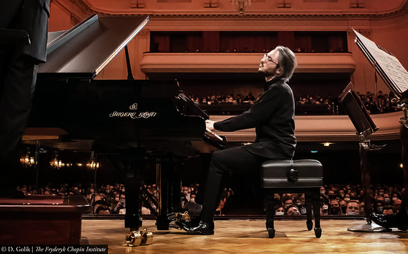 Alexander Gadjiev performing at the Chopin International Piano Competition